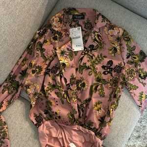 S Zara floral silk bodysuit never worn